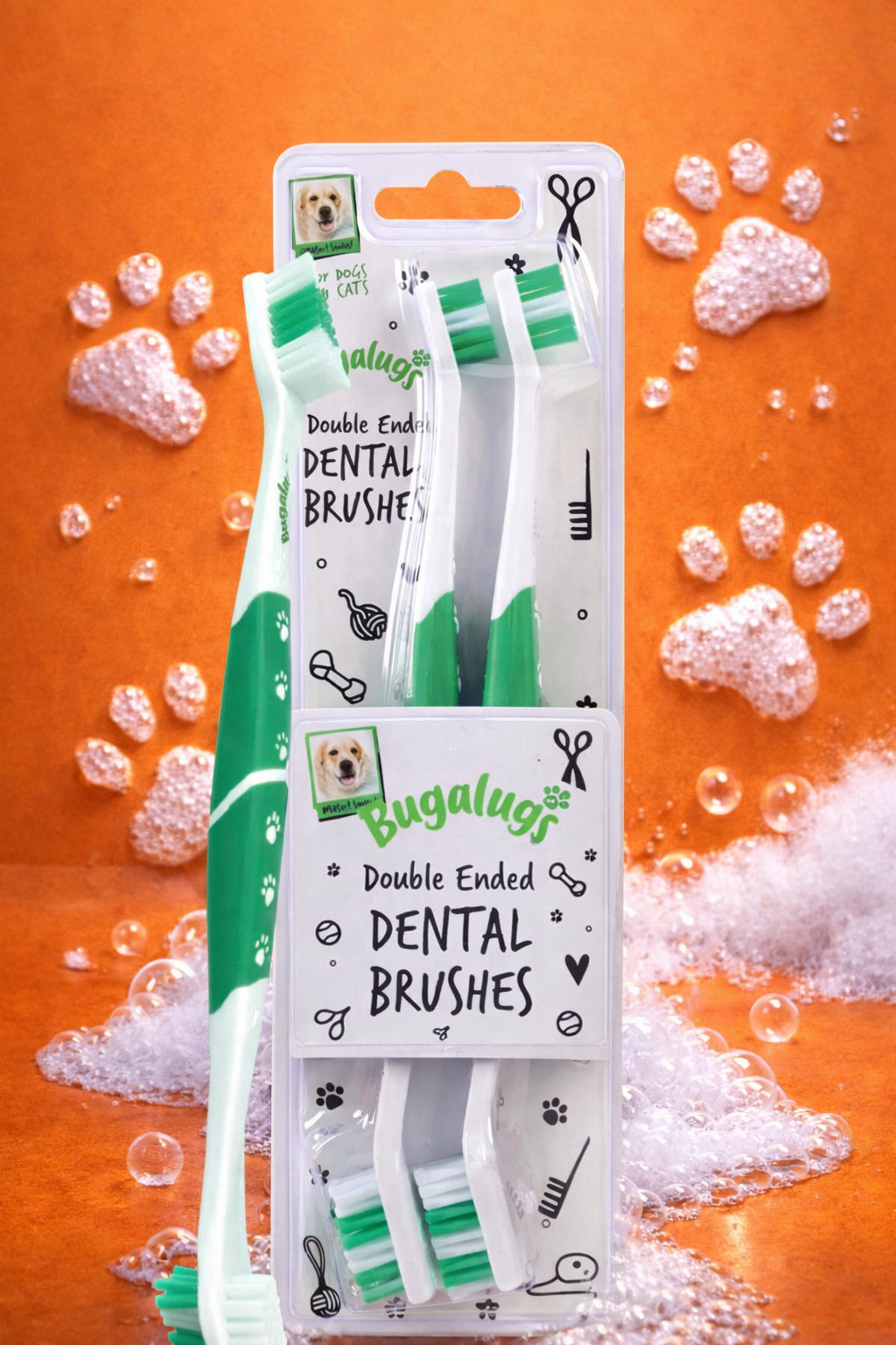 Bugalugs Double Ended Dental Care Toothbrushes 2 Pack For Cats And Dogs