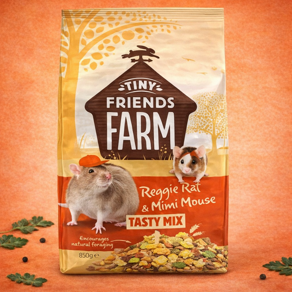 Tiny Friends Farm Reggie Rat & Mimi Mouse Tasty Mix 850g