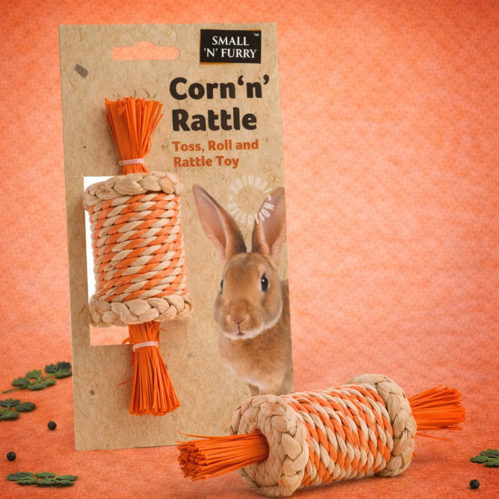 Small 'N' Fluffy Corn 'n' Rattle Small Animal Chew
